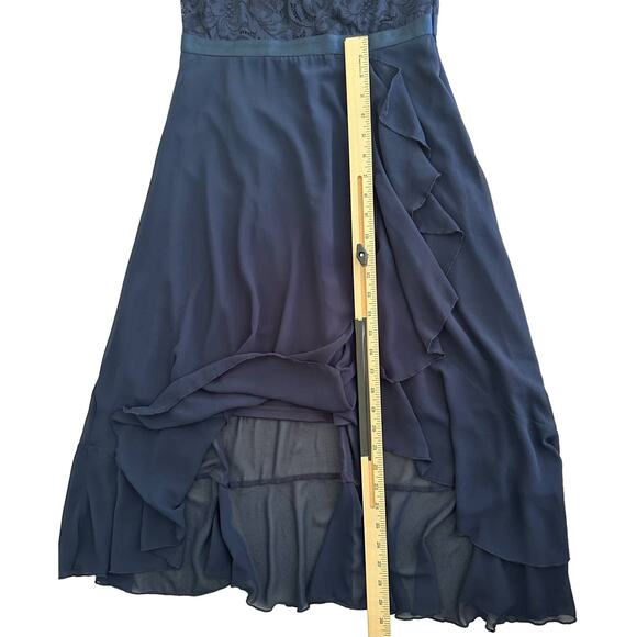 Miusol Womens Dress Size Medium Navy Lace Bodice Ruffled Asymmetrical Skirt - Picture 11 of 11
